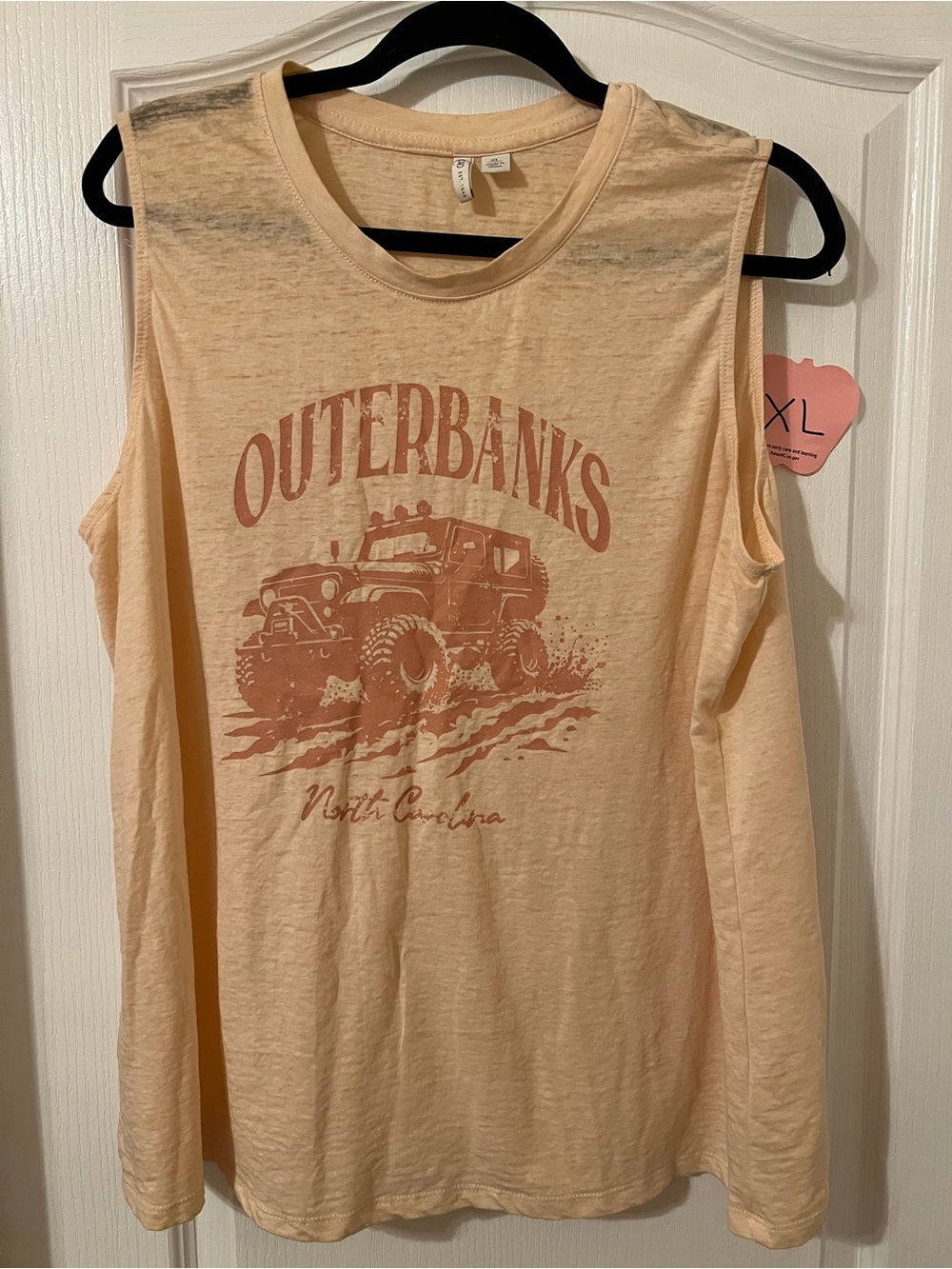 Cato Peach Tank Top with Rust Graphic